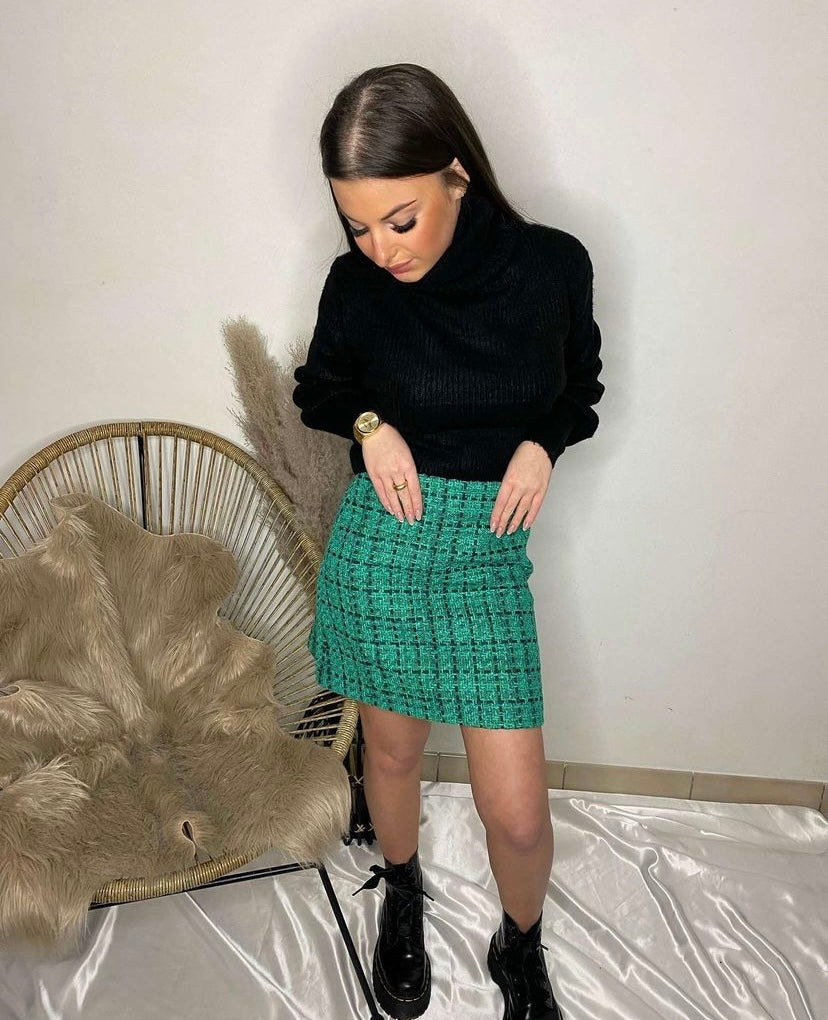 Jupe tweed verte