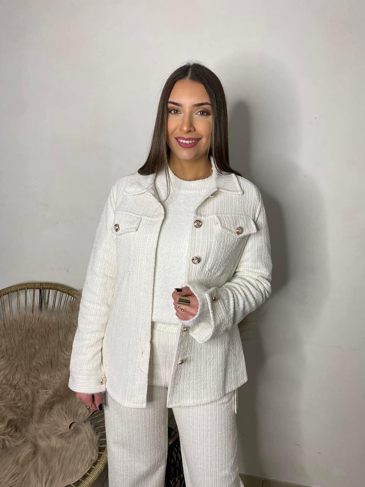 Veste en tweed blanche