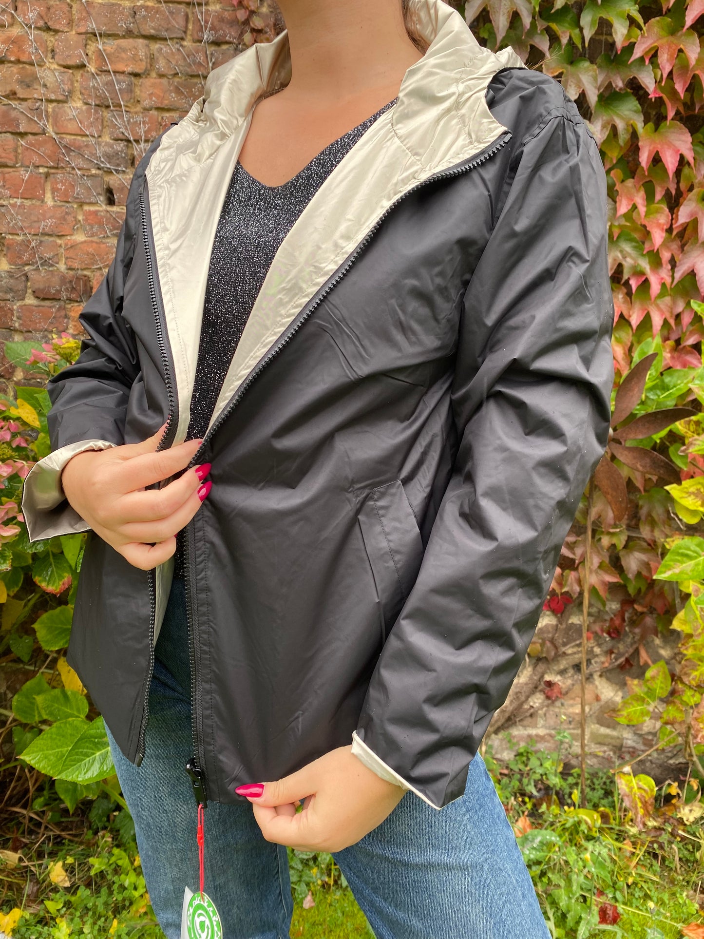 Imperméable réversible noir et doré